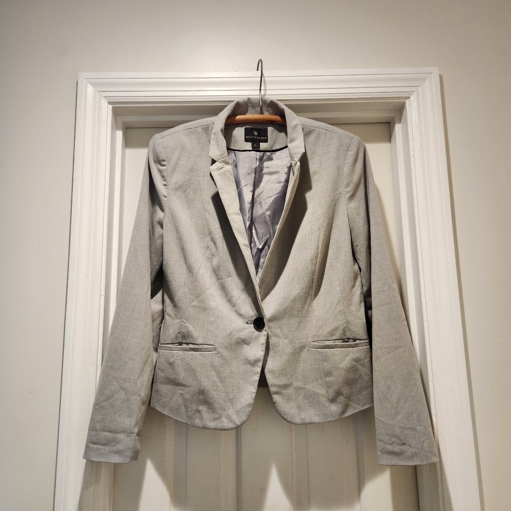 Worthington Women's Blazer Size Large Light Gray Y2K Office wear Minimalist